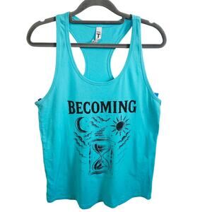 IdealT Size XL Racerback Tank Top Aqua Teal Blue Becoming Graphic Dude That Lift